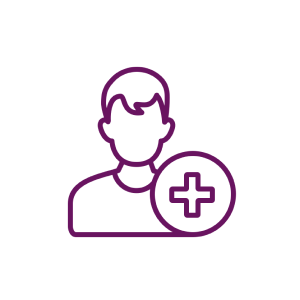 Safer Infusion Systems, Inc. Person icon with a plus sign.