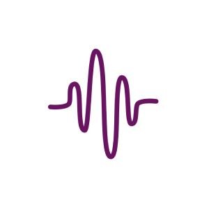 Safer Infusion Systems, Inc. Purple sound wave icon on white background.